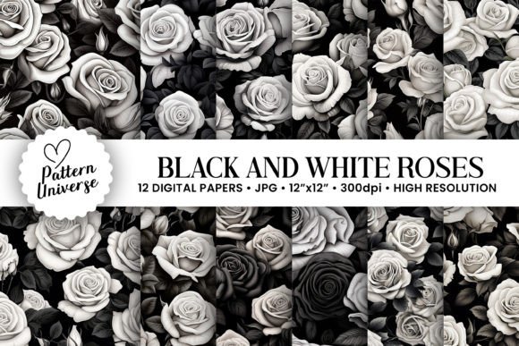Black White Roses Digital Papers: A Strategic Asset for Professional Design and Branding