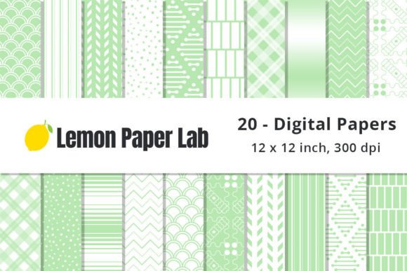 Green and White Pattern Paper for Spring