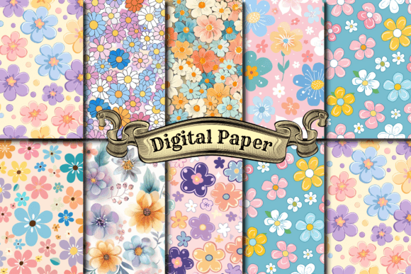 Kawaii Flowers Digital Paper: A Creative Resource for Modern Designers
