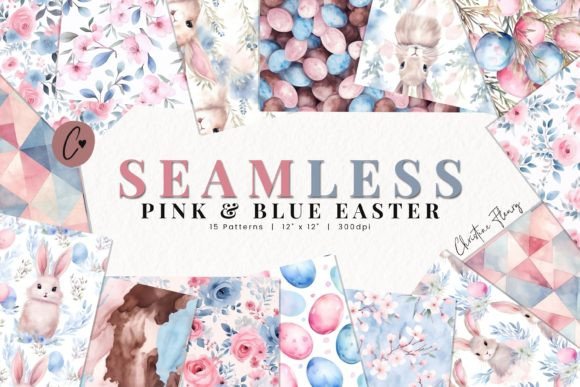 Seamless Pink Blue Easter Paper for Creators