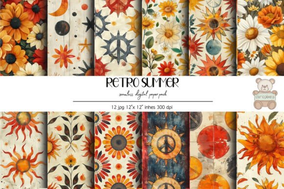 Seamless Retro Summer Digital Paper
