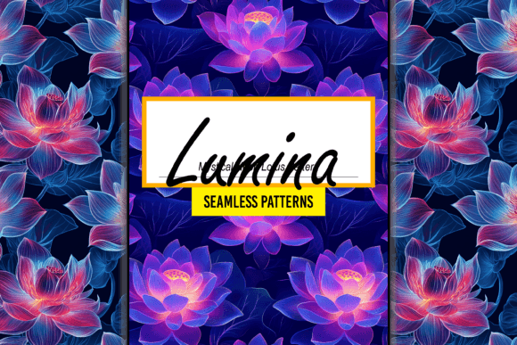 The Art of Serenity: Exploring Mystical Neon Lotus Seamless Pattern Design
