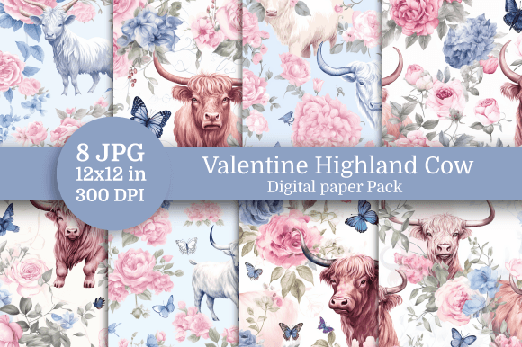 Valentine Highland Cow Digital Paper: A Nostalgic Crafting Solution